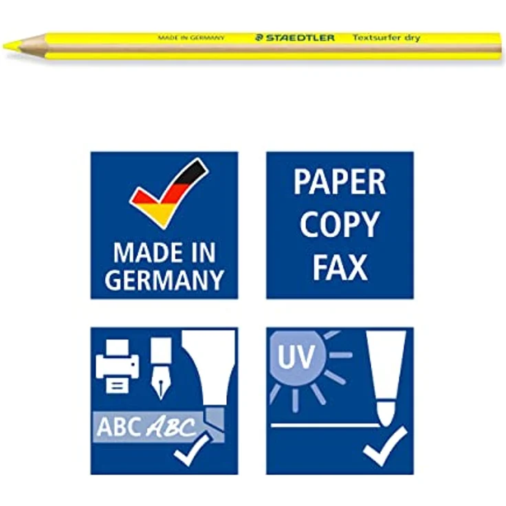 STAEDTLER Textmarker Textsurfer Dry, Gelb, 12 Stück, 4 mm Dicke, aus Holz – Bild 5
