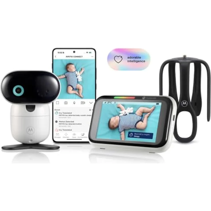Motorola Nursery PIP1710 Connect, WLAN-Babyphone mit motorisierter HD-Kamera, 12,7 cm (5 Zoll) Touchscreen, Weinerkennung, Nachtsicht und 2-Wege-Kommunikation – Bild 1