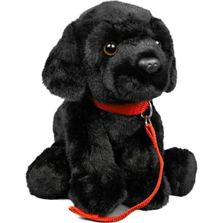 Teddys Rothenburg Kuscheltier Labrador + Leine sitzend schwarz 28 cm Plüschhund Plüschtier, kuschelweicher Plüsch, maschinenwaschbar bis 30°C – Bild 2