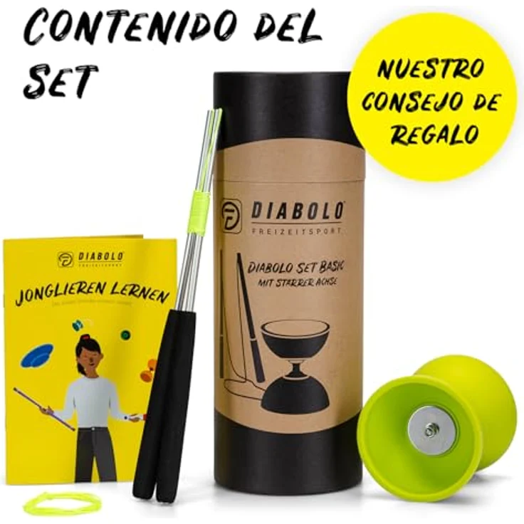 Diabolo Freizeitsport Jonglier-Set Basic mit Diabolo (hellgrün), Handsticks aus Aluminium, Ersatzschnur (160cm) und Gedruckter Anleitung - ideal zum Verschenken für Kinder, Einsteiger & Anfänger – Bild 5
