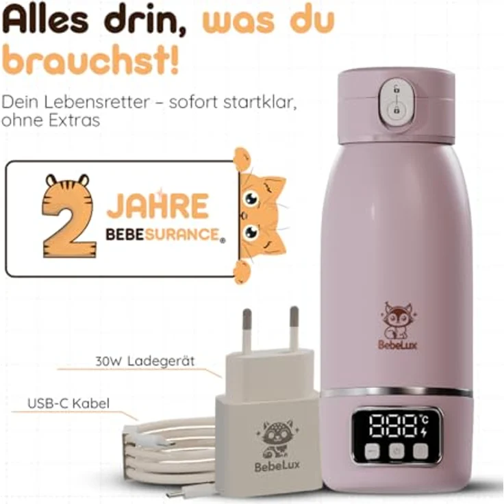 BebeLux BebeWarm V2, Babyflaschenwärmer mit 2 Min Aufwärmzeit, kompatibel für Milch, Muttermilch & Wasser, 15 Flaschen pro Ladung, BPA-frei, Sterilisation bis 100 °C, mobil und kompakt – Bild 5