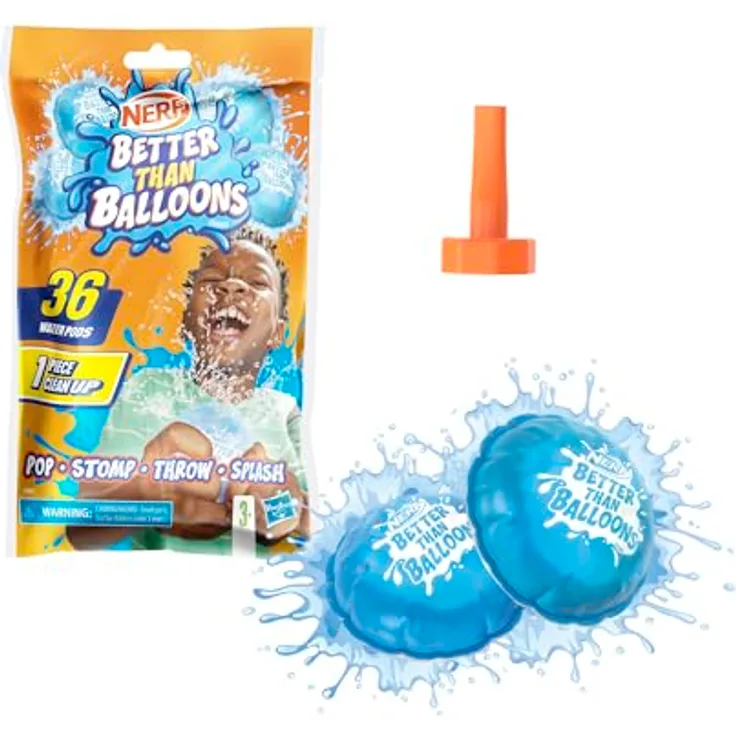 NERF Better Than Balloons Wasserspielzeug, 36 farbige Wasserkapseln, leicht zu befüllen und aufzusammeln, ideal für Wasserschlachten