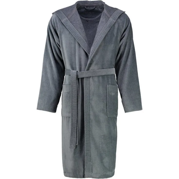 Vossen Unisex-Bademantel Texas Kurzmantel mit Kapuze Velours, 100% Baumwolle, klassische Farbtöne