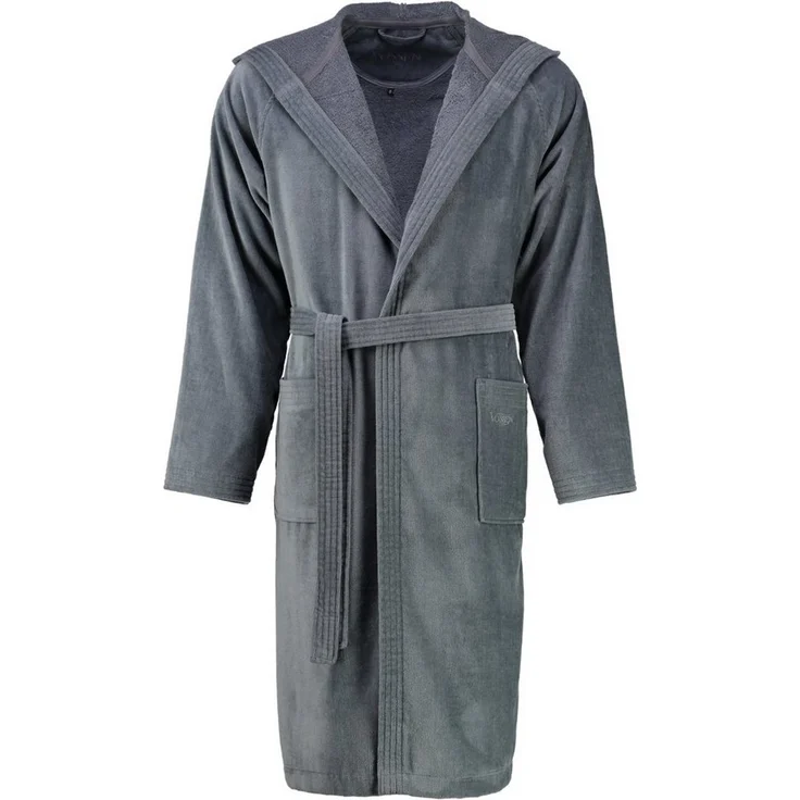 Vossen Unisex-Bademantel Texas Kurzmantel mit Kapuze Velours, 100% Baumwolle, klassische Farbtöne
