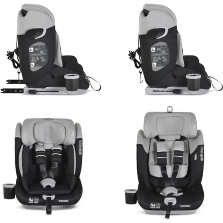Cangaroo Force i-Size 76-150, Reboarder Kindersitz mit Isofix, SPS-Seitenschutzsystem und verstellbarer Kopfstütze, schwarz – Bild 5