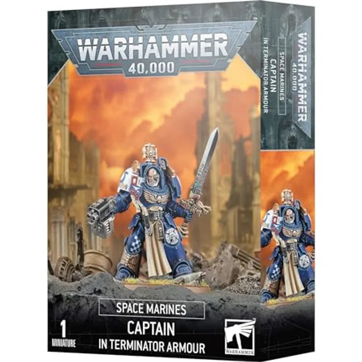 Games Workshop Warhammer 40.000 Space Marines: Kapitän in Terminator-Rüstung, Schwarz - detailliert gearbeitet und handbemalt, Sammelfigur