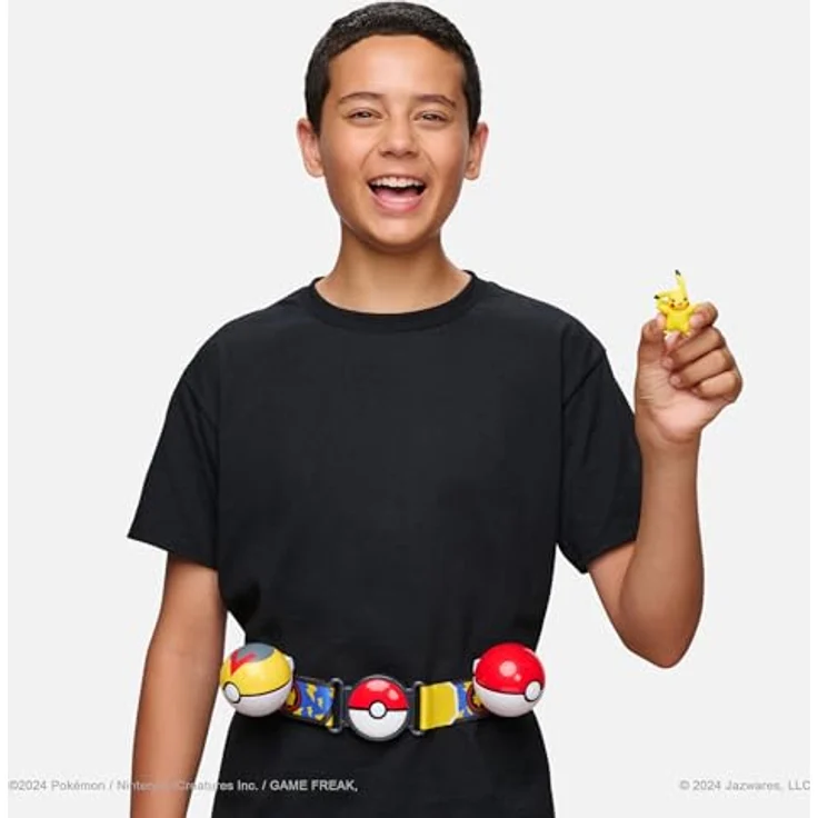 Jazwares Poké Gürtel-Set mit Poké Ball, Level Ball und Pikachu-Figur, Gelb One Size – Bild 2