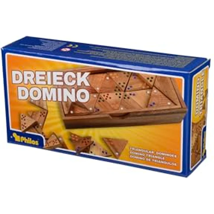 Philos 3618 Dreieck Domino, Dominospiel aus Holz mit 56 Spielsteinen, für 2-6 Spieler, Maße Holzbox 200 x 100 x 45 mm, ab 6 Jahren – Bild 4