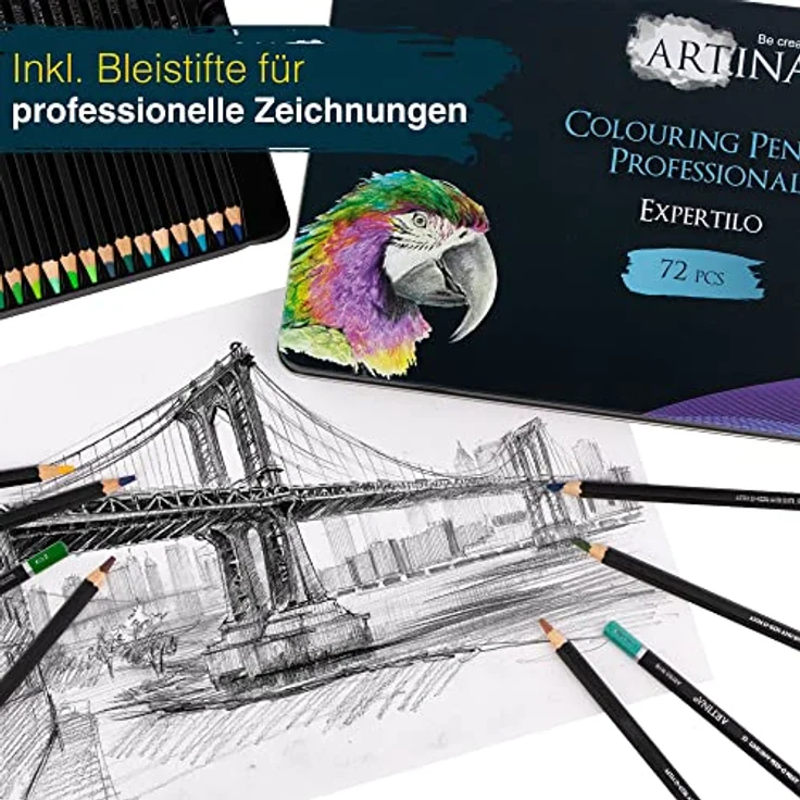 Artina Expertilo XL Buntstifte Set 72er Professionell - FSC®-zertifiziertes Stifte Set Farbstifte bruchsicher, hoch pigmentiert - Viele bunte Holzstifte für Künstler zum Zeichnen und Malen – Bild 4
