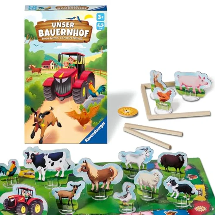 Ravensburger 22408 - Unser Bauernhof, Brettspiel für Kinder ab 3 Jahren, Würfel- und Sammelspiel für 2-4 Spieler, mit liebevoll gestalteten Spiel-Komponenten – Bild 1