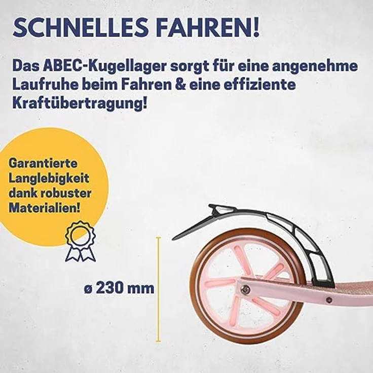 Best Sporting VINTAGE Klapp-Scooter, 230er und 180er Rollen, höhenverstellbar, matt pink, für Erwachsene – Bild 5