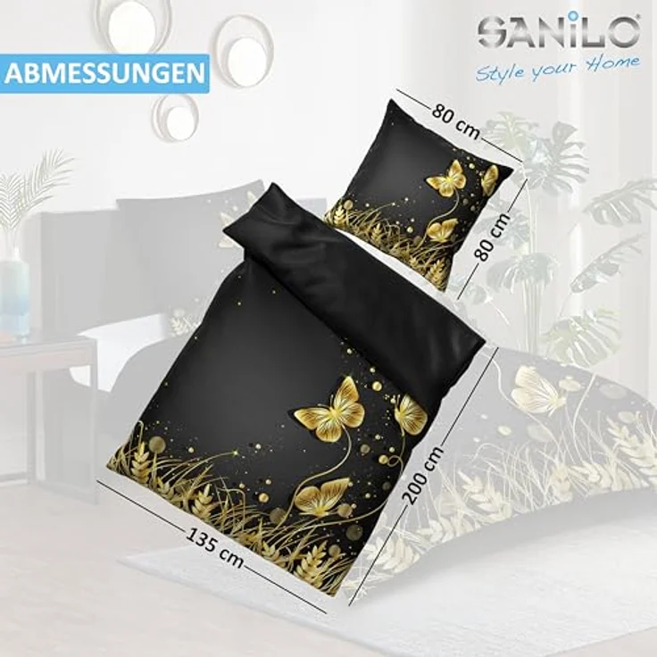 Sanilo® Bettwäsche 135x200 cm, 100% feinste Baumwolle, Oeko-TEX Zertifiziert, Silhouette (2-teilig 135x200 cm) – Bild 5