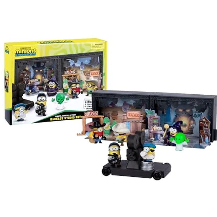 MINIONS Illumination: Minions & Monster Filmset, 2 Soundstages, 6 Mini-Figuren und 6 Requisiten für kreative Monsterfilm-Abenteuer