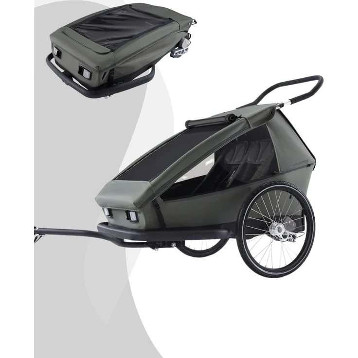Croozer Kid Ellma 2, 2-in-1 Kinderfahrradanhänger und Buggy für bis zu 2 Kinder, kompakt und sicher