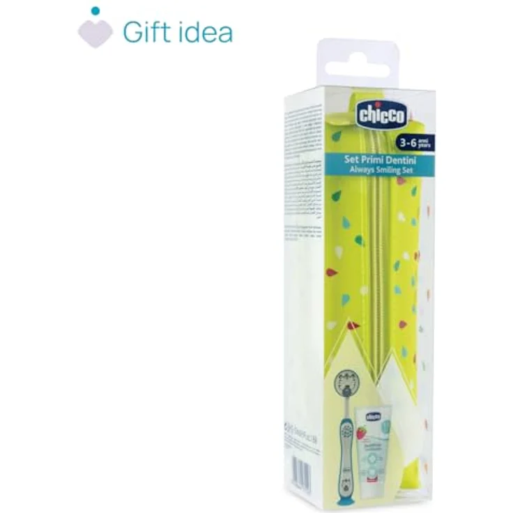 Chicco Erste Zahnbürste für Kinder, Ergonomischer rutschfester Griff, Zungenreiniger, Schutzkappe und Saugnapf, für 3-6 Jahre, Mundhygiene – Bild 5