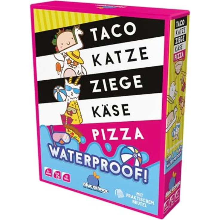 Blue Orange Taco Katze Ziege Käse Pizza Waterproof, kartenspiel für 2-8 Spieler, ab 8 Jahren, wasserfest und ideal für Strand und Pool – Bild 3