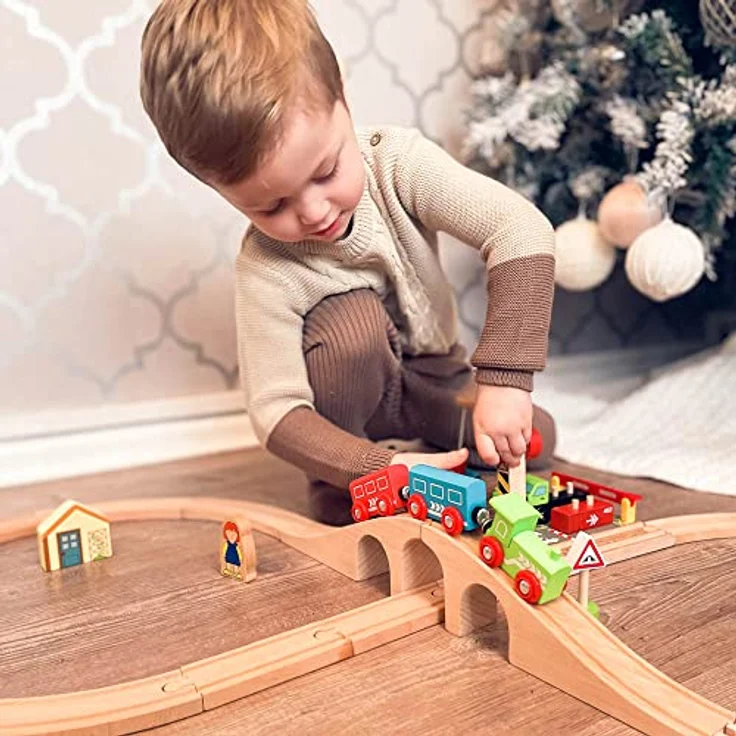 Bigjigs Rail Holzeisenbahn Set 8, 27 Teile, 1.02m x 46cm, geeignet für Kinder ab 3 Jahren – Bild 5