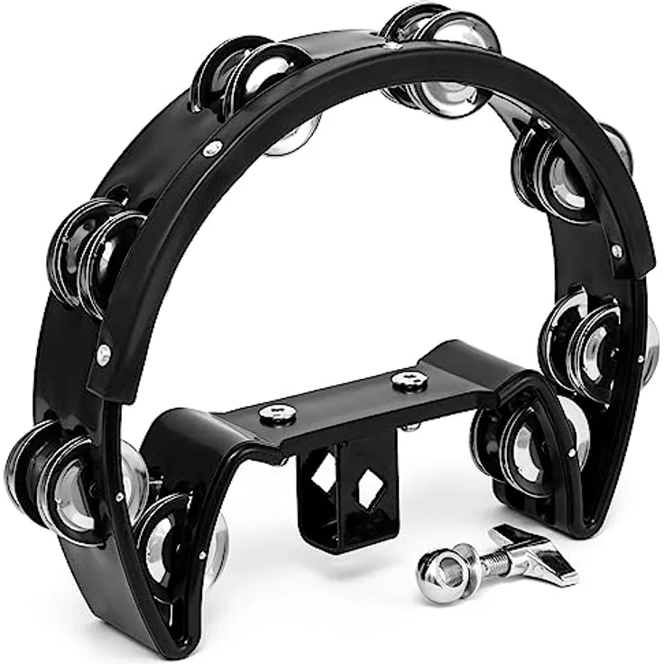 Tiger Halbmond-Tambourine mit Montierhalterung - schwarz