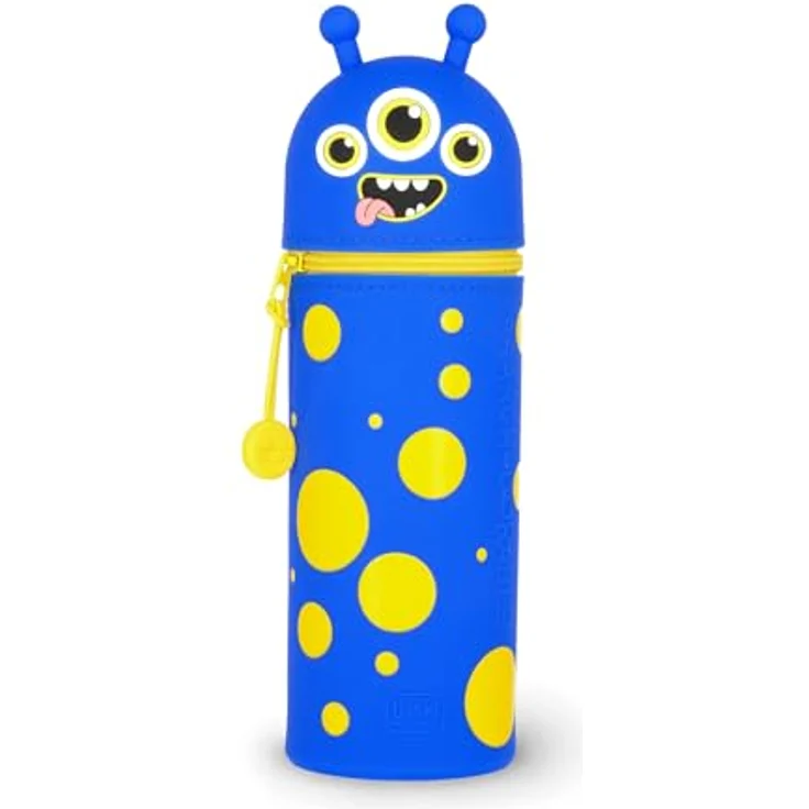 Legami Kawaii 2-in-1 Schulmäppchen, Silikon, Monster-Thema, Stifthalter, Reißverschluss, Höhe 18,5 cm – Bild 1