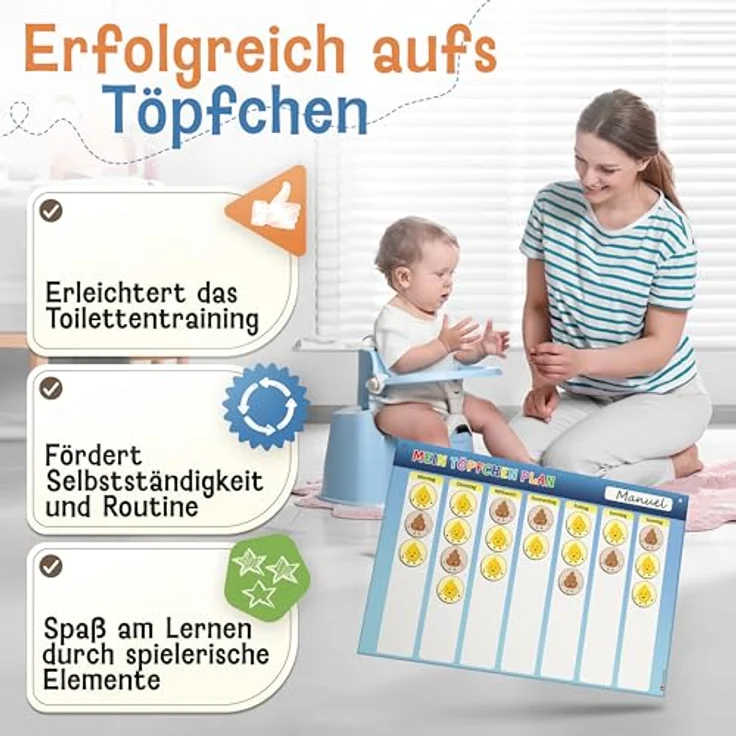 LIKARTO Töpfchen Training für Kinder, magnetisch mit 60 bunten Magneten für Pipi und Kacka, Montessori Methode – Bild 2