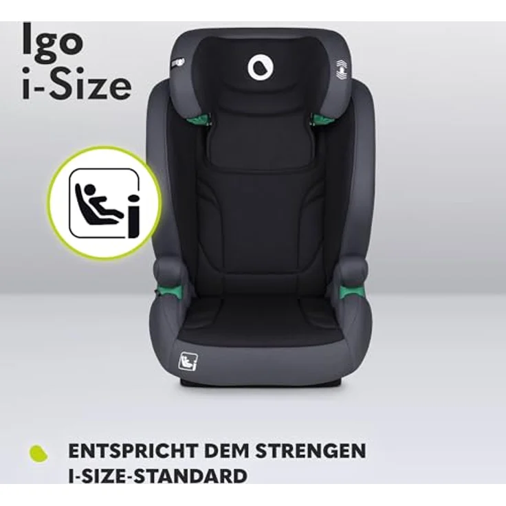 lionelo Autokindersitz IGO I-SIZE, 3-12 Jahre, 15-36 kg, Tri-Guard-Technologie, Memory Foam, (Set), schwarz – Bild 4
