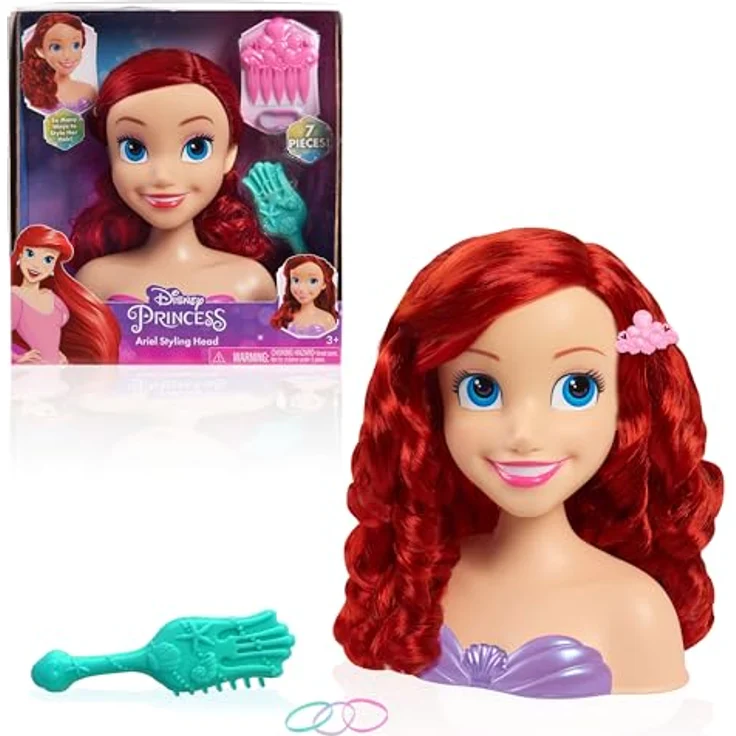 Just Play Arielle, Die Meerjungfrau Ariel Styling Head, 20 cm mit roten Haaren und Styling-Tools, rosa – Bild 1