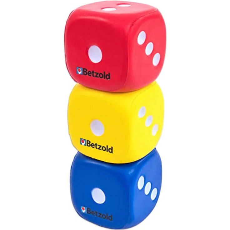 Betzold 35453 - Schaumstoff-Würfel 3 Augenwürfel rot blau gelb - Kinder Soft-Würfel – Bild 9