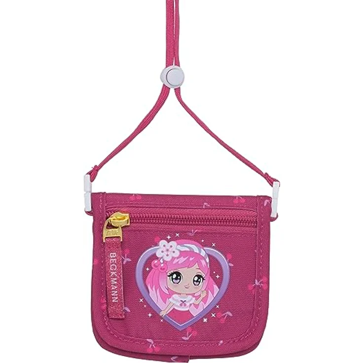 Beckmann, Brustbeutel Cherry, Portemonnaie zum Umhängen für Kinder, Grundschule, Rot – Bild 1