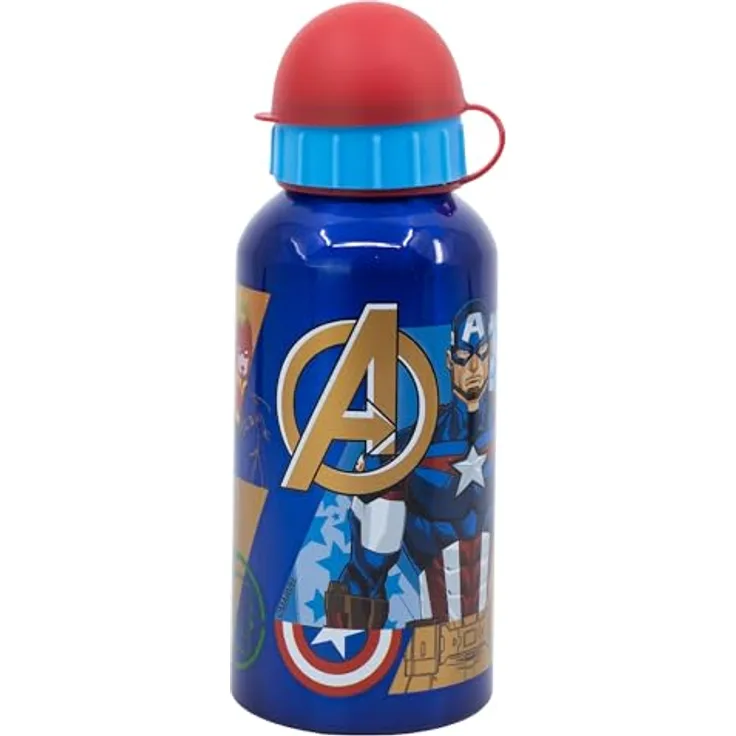 Stor Wiederverwendbare Aluminiumflasche 400 ml, Avengers Seven Wonders, BPA-frei und offizielles Lizenzprodukt