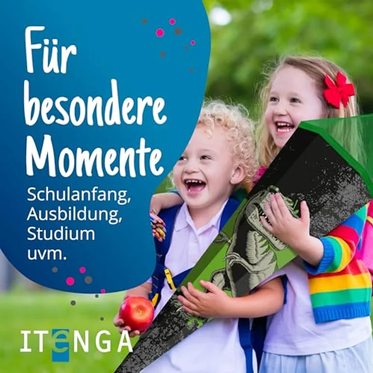 itenga Schultüte Zuckertüte T-Rex Dinosaurier eckig mit Tüllverschluss 85 cm Einschulung Schulanfang – Bild 10