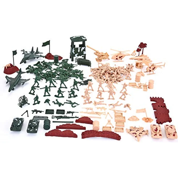 JOYIN 164 Teiliges Soldaten Spielset, Militärsoldat Spielzeug Figuren, Deluxe Militärspielset mit Soldaten, Flugzeugen, Hubschraubern, Panzern, Flaggen und Zubehör – Bild 4