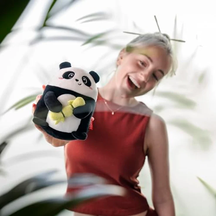 Legami Super Soft Plush Mini Panda, personalisierbar mit ID Karte, 14x15x12 cm, Schwarz – Bild 5