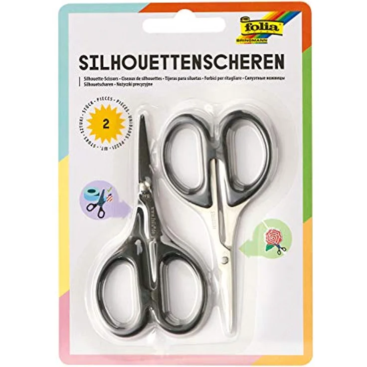 Folia 779 Silhouettenscheren 2er Set, 10,5 cm, mit Teflon Antihaftbeschichtung für filigranes Schneiden von Papier und Karton – Bild 1