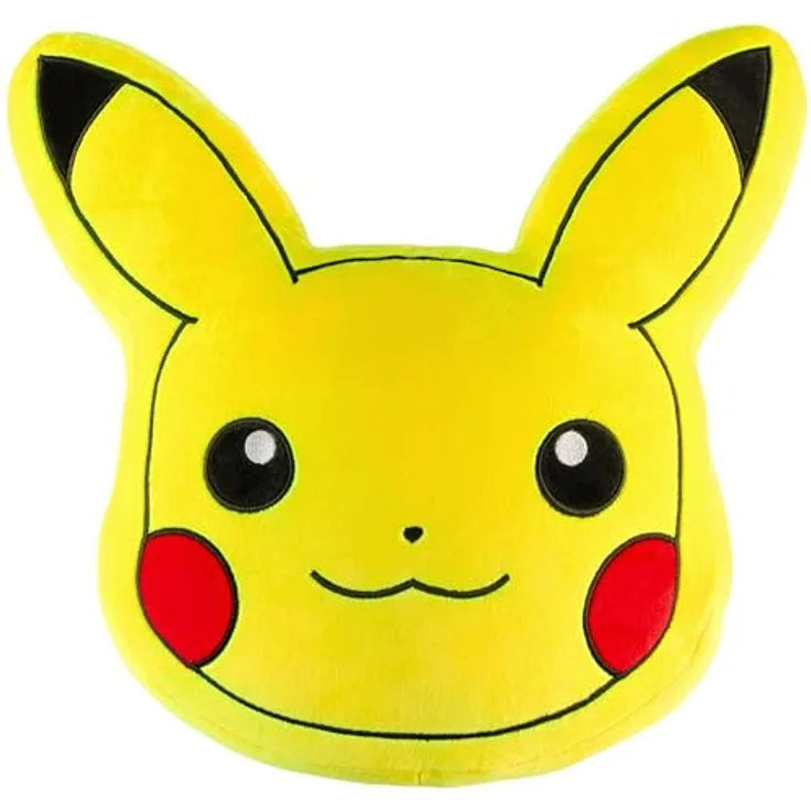Pokémon Pikachu Plüsch Kissen, Weiches 3D Dekokissen für Kinder mit Füllung, 45 x 45 x 8,5 cm