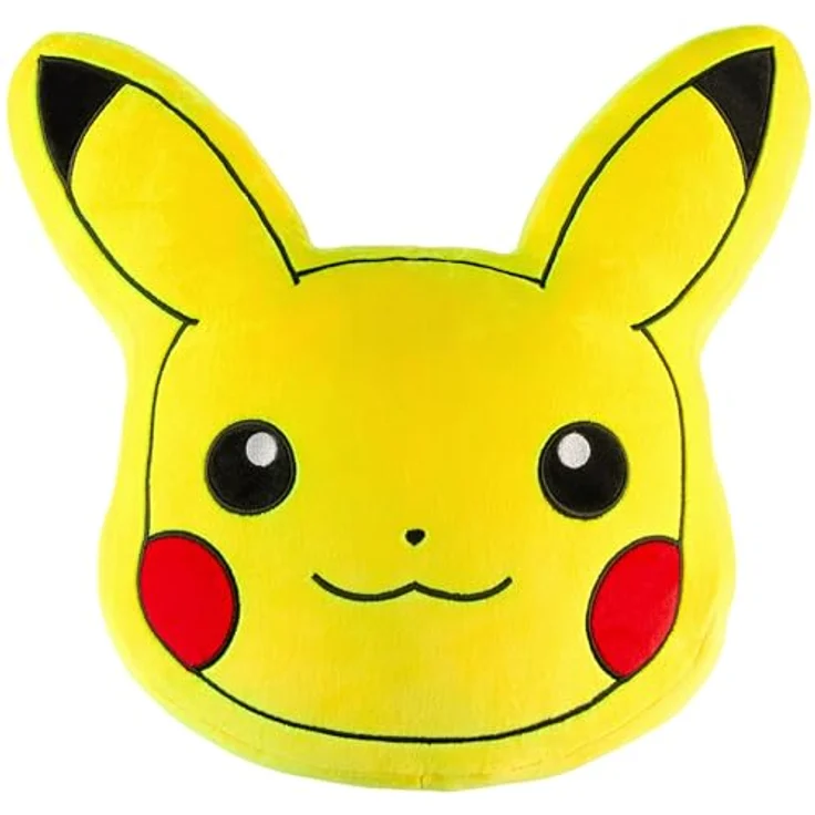 Pokémon Pikachu Plüsch Kissen, Weiches 3D Dekokissen für Kinder mit Füllung, 45 x 45 x 8,5 cm – Bild 1