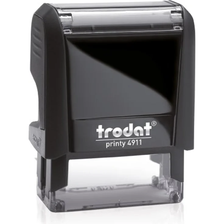 TRODAT Printy 4911 4.0, 4-zeiliger selbstfärbender Taschenstempel mit Hochglanzdesign, schwarz, inkl. Gutschein für individuelle Textplatte – Bild 1