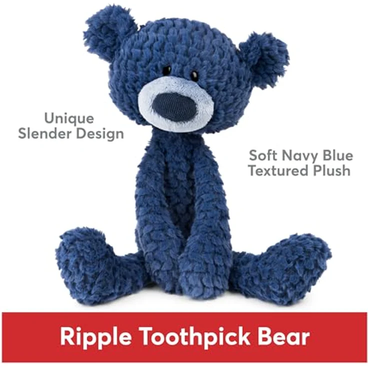 GUND Zahnstocher Ripple, Teddybär Stofftier ab 1 Jahren, Marineblau, 38,1 cm, mit geriffeltem Plüsch – Bild 2
