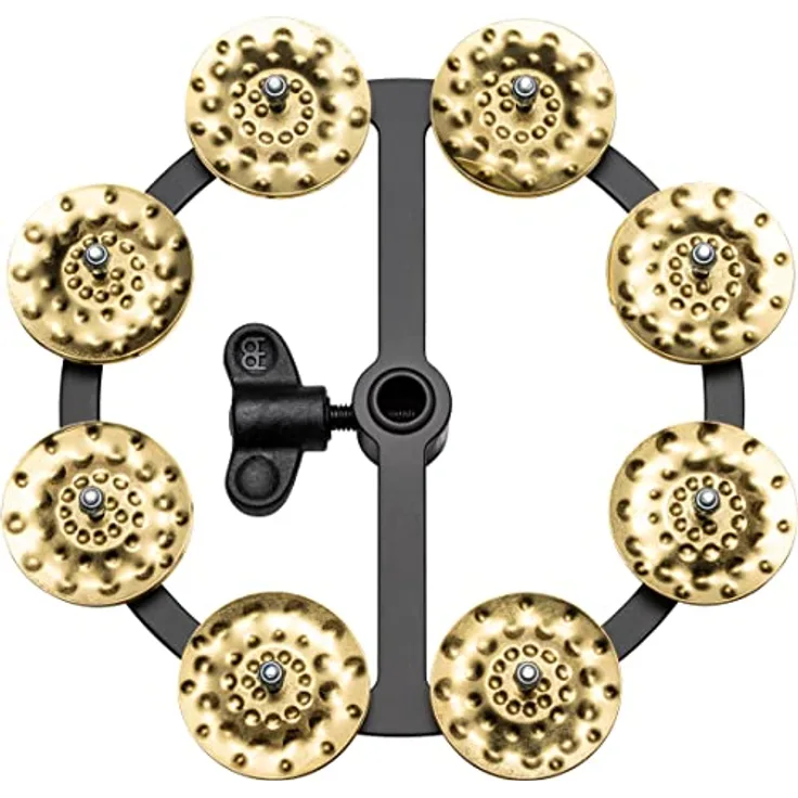 Meinl Percussion HTHH1B-BK Hihat Tambourine mit gehämmerten Messingschellen (einreihig), schwarz