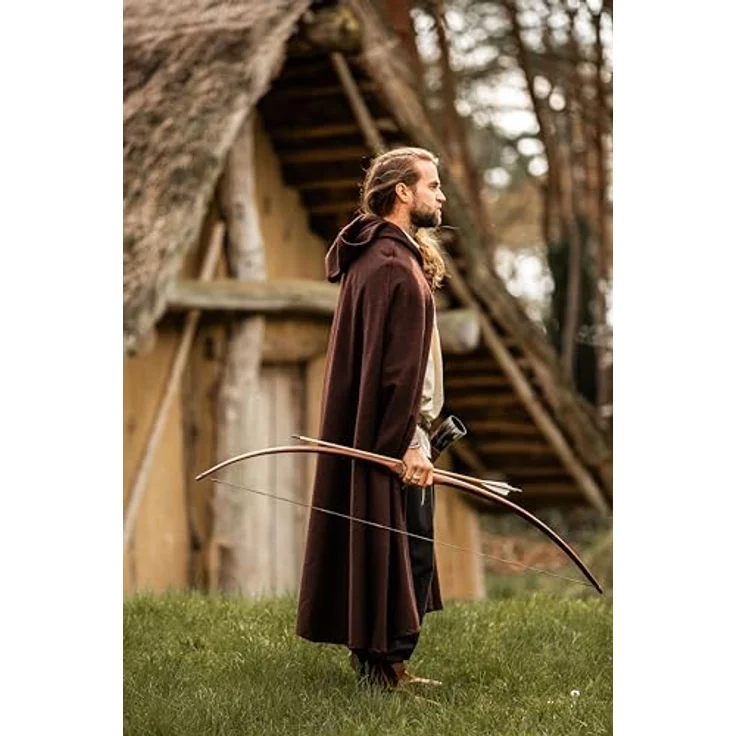 Leonardo Carbone® Unisex Klassischer Mittelalter Umhang Elinor - Hochwertiger Wollumhang Braun, Wasserabweisend, 131 cm lang, 231 cm breit – Bild 5