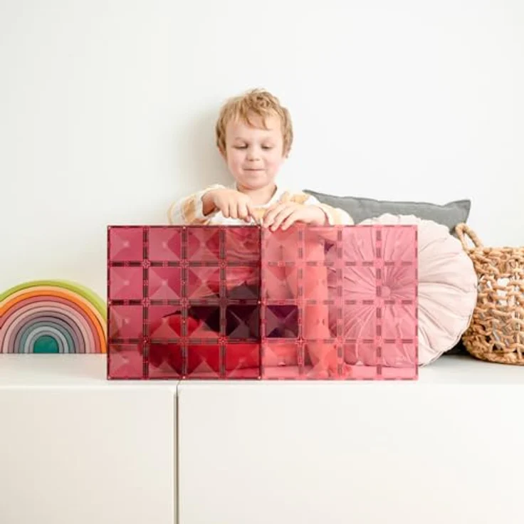Connetix Pastel Pink & Berry Basisplatten verstärkte Magnete Lernspiel Magnetspielbausteine, ab 3 Jahren – Bild 5