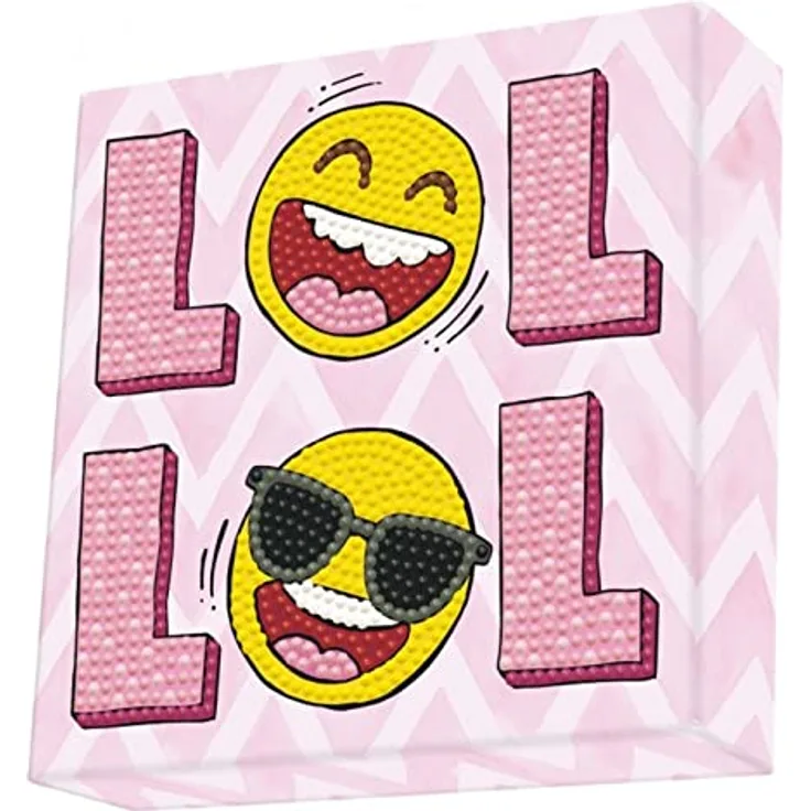 DIAMOND DOTZ DBX.024 - Original 5D Diamond Painting Set Dotz Box LOL Smiley, Kreativset mit 1.112 Diamant Mosaiksteinen, Malset ca. 15 x 15 cm, DIY Komplettset für Kinder ab 8 Jahren