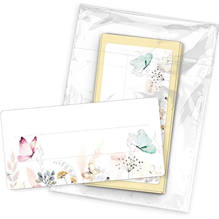itenga 40x Buchetiketten Heftetiketten 9x4,5cm, selbstklebende Namensschild Aufkleber aus Haftpapier, Schmetterling – Bild 3
