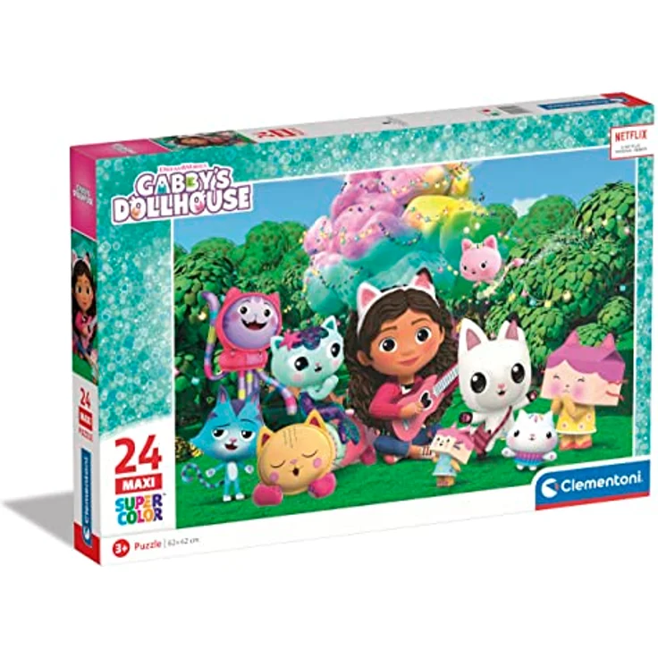 Clementoni Dreamworks Gabby's Dollhouse - Puzzle mit 24 Maxi-Teilen für Kinder ab 3 Jahren, Buntes Kinderpuzzle mit besonderer Leuchtkraft, 28520 von Clementoni – Bild 1