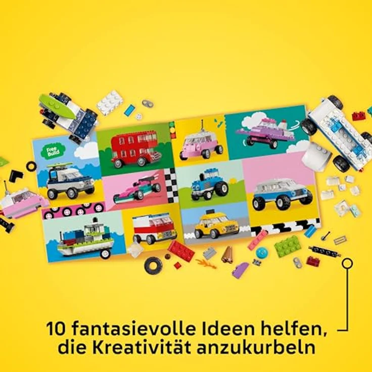 LEGO Classic Kreative Fahrzeuge, Bausteine-Set für Bunte Modellautos inkl. LKW, Polizeiauto und Baufahrzeuge, Baubare Spielzeug-Autos für Kinder, Geschenk für Jungs und Mädchen ab 5 Jahren 11036 – Bild 5