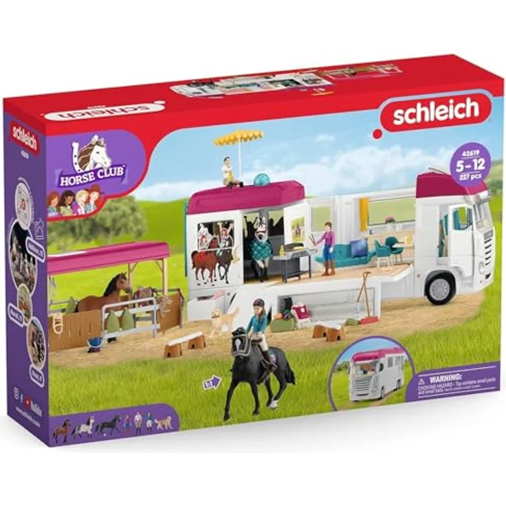 Schleich Pferdetransporter NEU - Horse Club (42619) mit integrierter Pflegestation, Grillplatz und Dachpool – Bild 12