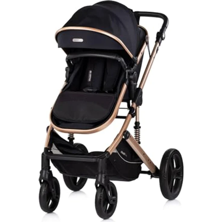 Chipolino Amore, Kinderwagen 2 in 1 mit Getränkehalter, Wickeltasche und Fußabdeckung, schwarz – Bild 3