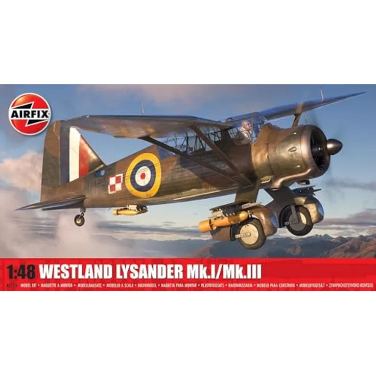 Airfix 987116-1/48 Westland Lysander, Modellbausatz im Maßstab 1:48 mit 171 Teilen und Schwierigkeitsgrad 3