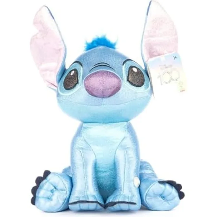 Play by Play Disney Stitch Glitter Kuscheltier mit Sound - Lilo und Stitch - Hellblau - Höhe 28 cm
