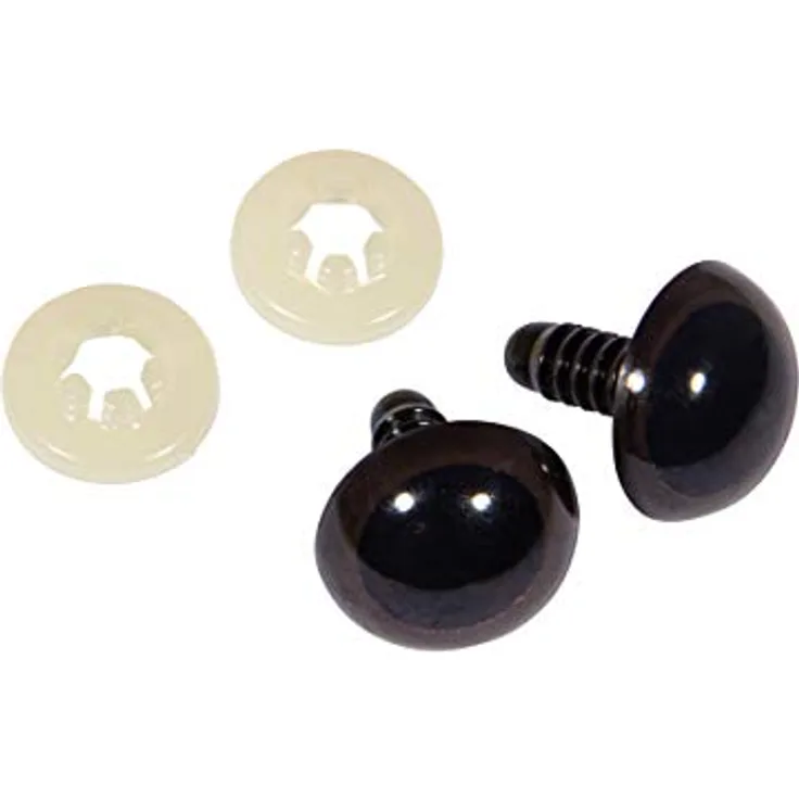 Rayher 8911305 Kunststoff Sicherheitsaugen, zum Stecken, 18 mm ø, Btl. 10 Stück, mit Unterlegscheiben, dunkelbraun, Tieraugen, Teddyaugen, Puppenaugen