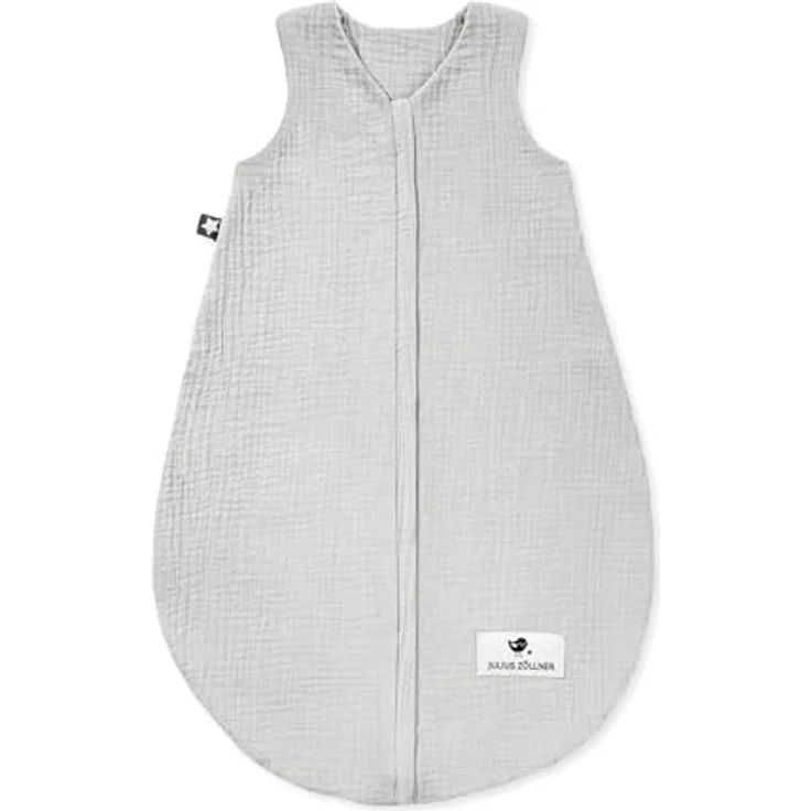 Julius Zöllner Musselin Sommerschlafsack grau, Größe 80 | aus weicher Musselin Baumwolle, sicher und schadstoffgepüft, ideal für warme Sommernächte – Bild 2